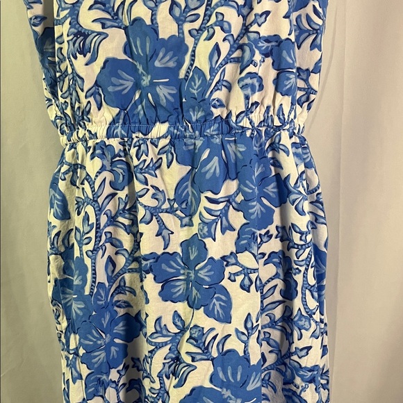 Vineyard Vines Tide Blue Floral Print Sleeveless Ruffle Hem Midi Dress - Picture 12 of 16